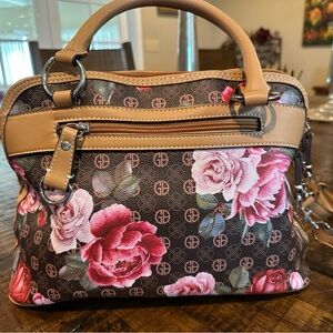 Floral Brown and Pink Handbag